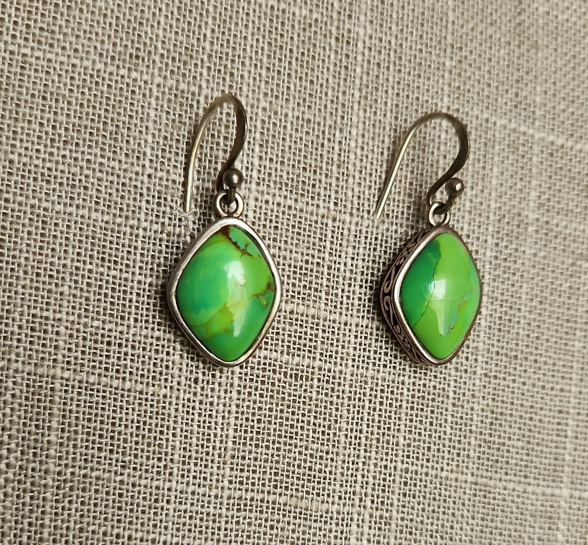 Barse Sterling Silver Green Turquoise Dangle Earrings