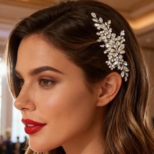 Crystal Bride Wedding Hair Comb Silver Rhinestone Bridal Hair Pieces Hair Acc...