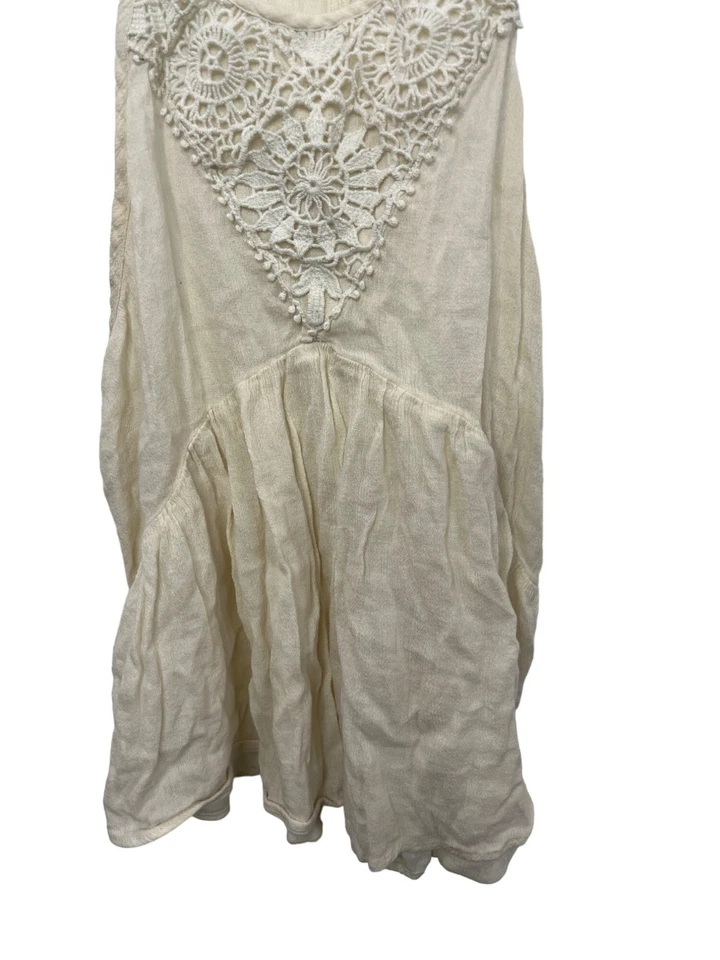 Camiseta sin mangas American Eagle XS para mujer Boho Crochet encaje crema beige festival de verano Foto 4 de 4