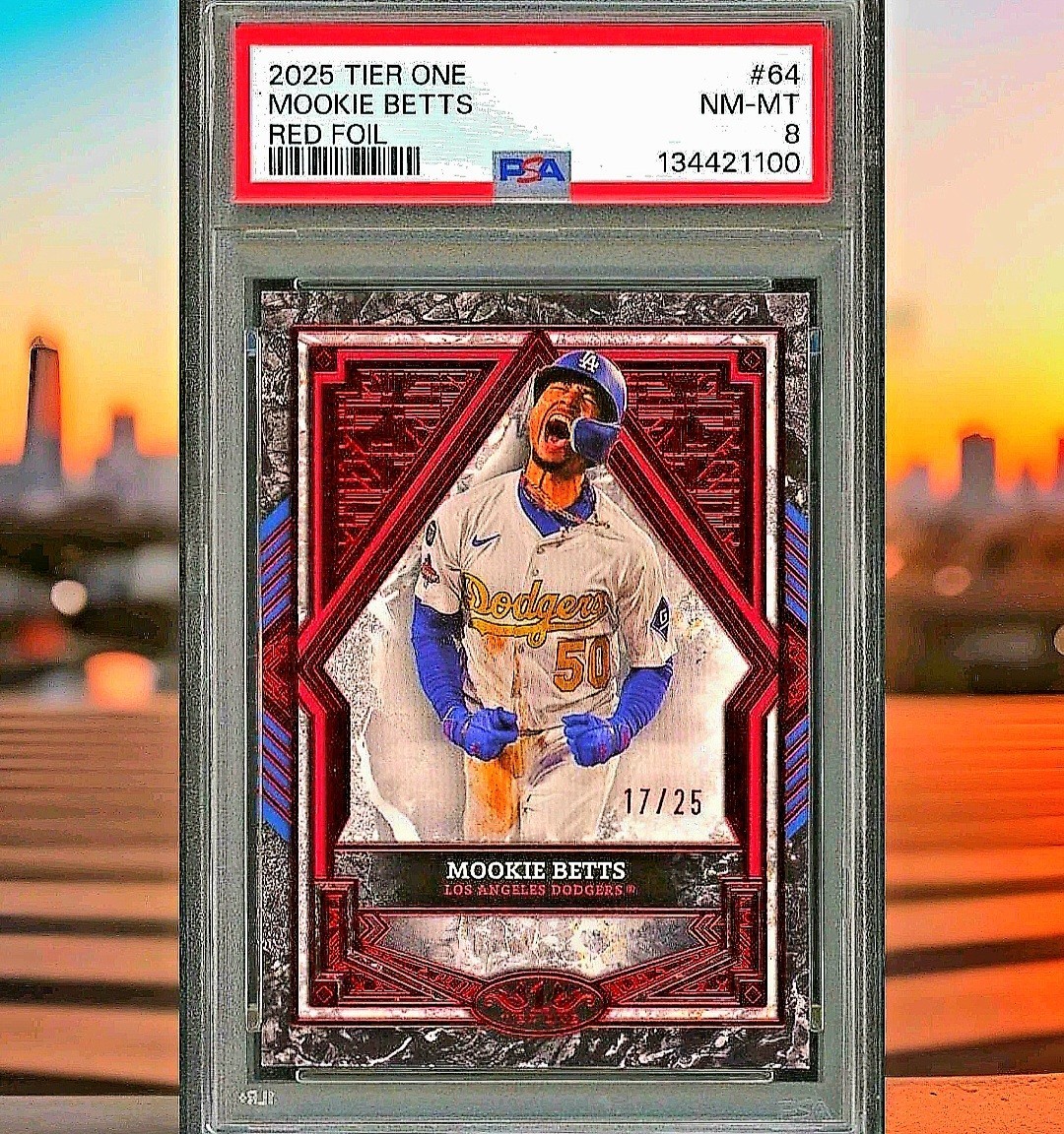 2025 Topps Tier One - Mookie Betts Red Foil /25 #64 PSA 8