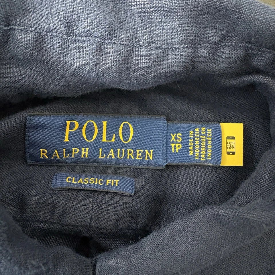 Polo Ralph Lauren Shirt Mens Size XS Navy Linen Classic Fit Lightweight - Image 4 of 4