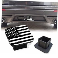 Trailer Hitch Cover Hitch Cover Rubber Black and White USA Patriotic Flag