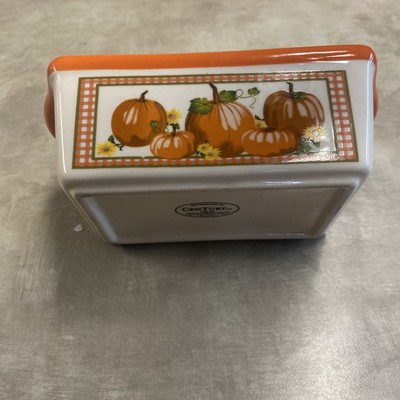 Ceramic Pumpkin Autumn Fall Mini Loaf Pan Candy Dish 6  Sunflowers Orange R60