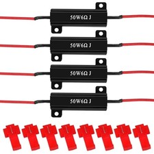4Pcs 50W 6ohm Load Resistors, Fix LED Bulb Fast Hyper Flash Turn Signal Blink