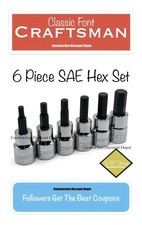 6 Piece Craftsman Standard Sae Hex Bit Allen Key Socket Set 38 Drive Ratchet