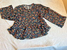 A.N.A Sheer Floral LS Blouse Sz XL