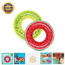 Large 2-Pack Fruit Pool Floats for Kids - Kiwi Watermelon Designs