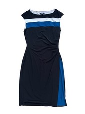 Chaps Dress Womens Sleeveless Ruched Striped Colorblock Stretchy Medium