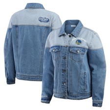 Women's WEAR by Erin Andrews Blue Golden State Warriors Full-Button Denim Jacket