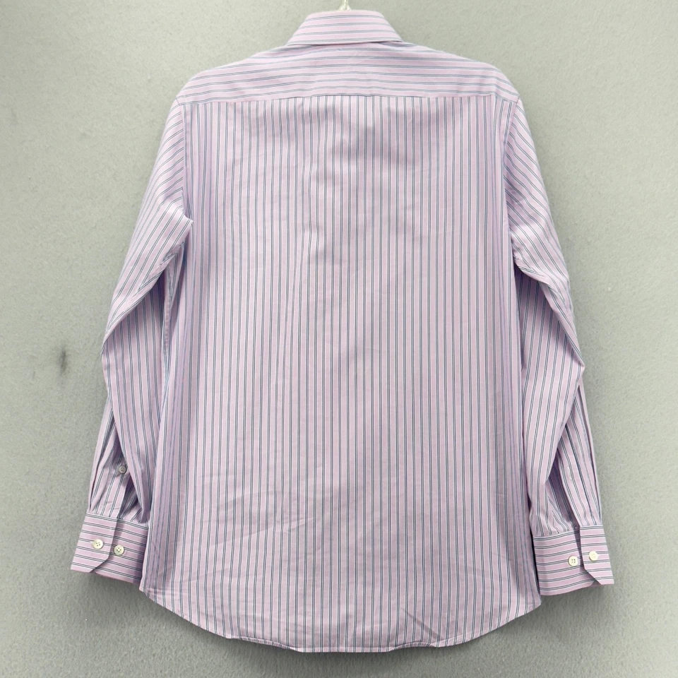 Мужская приталенная рубашка Sarar в полоску розовая синяя с длинным рукавом 15 32/33 - Изображение 3 из 4