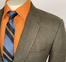 Vtg 50s 60s Marx Blazer Jacket Mens Suit Sport Coat Wool Plaid MCM USA Made 44