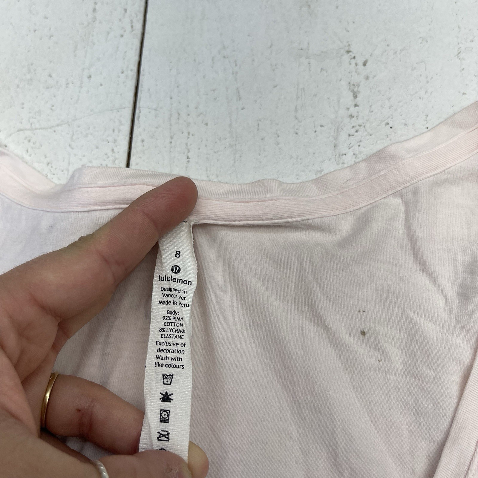 Lululemon Basic Solid Light Pink V Neck Short Sle… - image 4