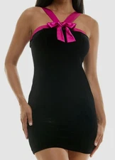 City Studios Women's Junior Black Contrast-Trim Velvet Bodycon Dress Size 13/14