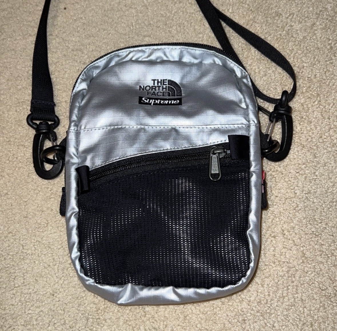 Supreme x The North Face Metallic Shoulder Bag Silver SS18 image 3