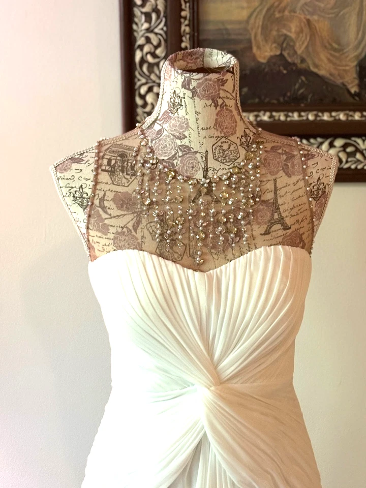 TALLA 6 NUEVO CON ETIQUETAS NUEVO Blanco Ligero Peso Boda Vestido de Novia Quinceañera Foto 3 de 4