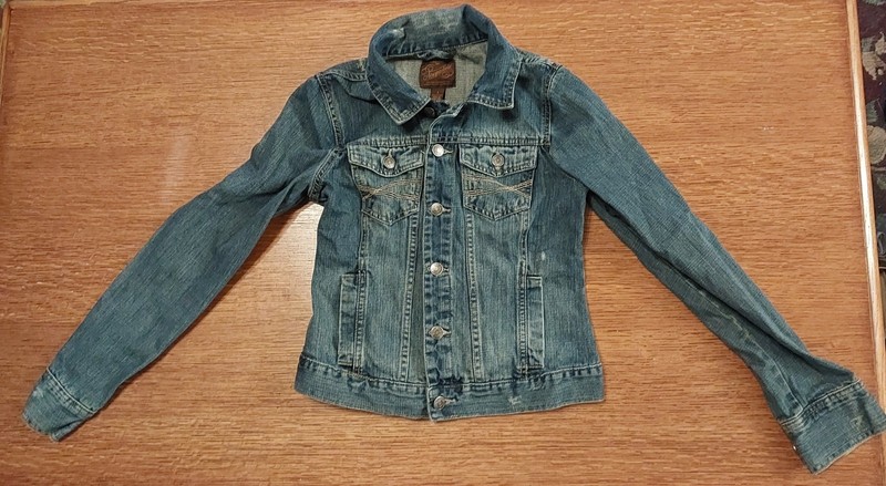 Aeropostale Girls Blue Denim Jacket Button Front Pockets Collared Size S
