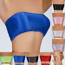 Damen BH Öl Glänzend Atmungsaktiv Bandeau Bequem Crop Dessous Kurz Rave