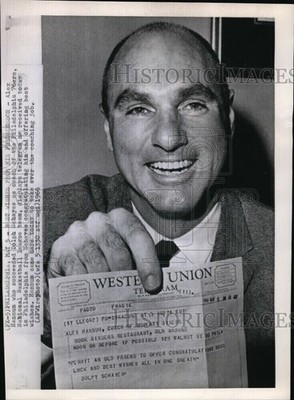 1965 Alex Hannum Shows Telegram From Dolph Schaves 10X7 Wirephoto