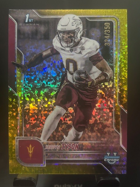 2025 Bowman U Chrome - Jordyn Tyson 1st Bowman Yellow Refractor /350 RC No. 31