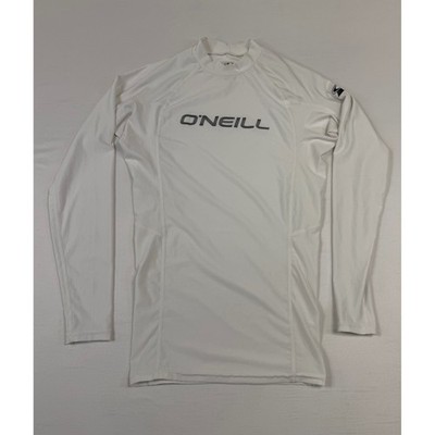 ONeill Mens Small White Long Sleeve Rash Guard Swim Shirt Mock Neck Surf