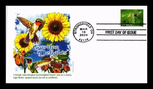 US COVER GARDEN DELIGHTS HUMMINGBIRD FIRST DAY ISSUE PANDA CACHET