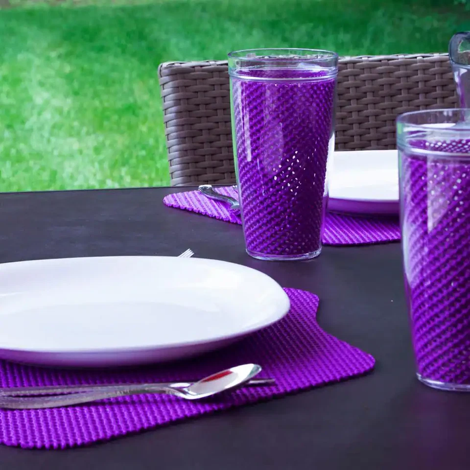 Fishnet 19 In. X 13 In. Purple PVC Covered Jute Wedge Placemat (Set of 6) - Image 3 of 4