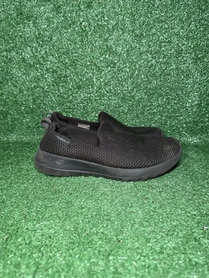 Skechers Go Walk Joy Womens 7.5 Black Knit Mesh Goga Mat Slip On Shoes Sneakers