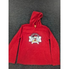 Y2K Disney Stage 28 Mickey Mouse Fleece Hoodie Red  Pullover Womens Medium