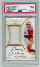 PSA 9 2022 Panini Flawless Brock Purdy Patch On Card Auto RC 24/25 49ers