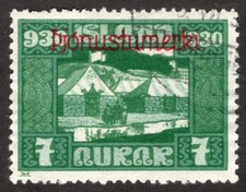 ICELAND 1930, SC O55, VF U 7a Parliament Official cv $45.00  *Bay Stamps*
