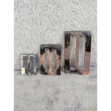 3 Piece Mother of Pearl Buckle Set Rectangular Style Crafting Sewing Apparel