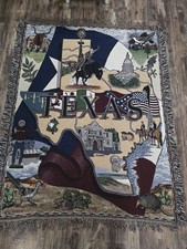 Texas State Woven Cotton Tapestry Blanket - Made in USA (64x49)