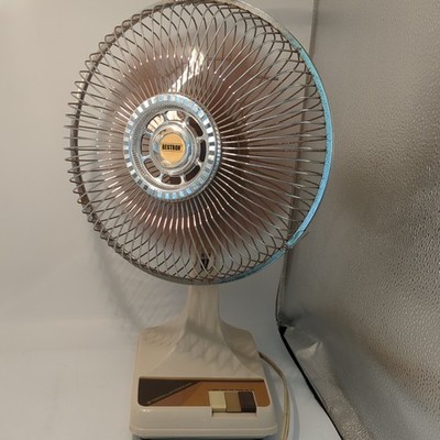 Vtg 9  Oscillating Fan Bestron Ku Hsing Brown Blade Metal Cage 2-Speed MCM Works