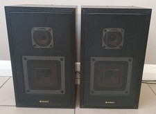 Black Vintage 1980s Hitachi SS-10X 10W 8 Ohms 2 Way Wired Bookshelf Speakers