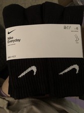 Nike Dri Fit Dry Cushioned Cotton Crew Socks 6 Pairs M 6-8 New In Packaging