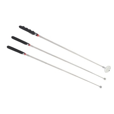 3x Magnetic Pick Up Tool Telescopic Mirror Rubber Handle 8lb Magnetic Grabbe SET