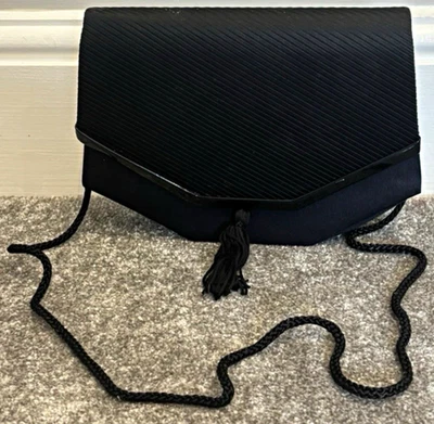 Vintage Givenchy Black Ribbed Envelope Clutch / Crossbody Bag - Image 1 of 3