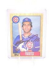 Manny Trillo Signed IP 1987 Topps Baseball Auto Card Chicago Cubs Black