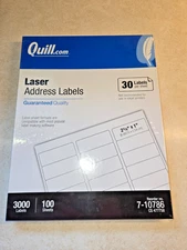 Quill Laser Address Labels - 100 Sheets/3000 Labels, 7-10786 (CS 477758) Package
