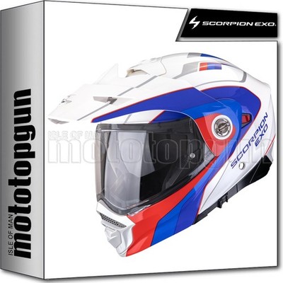 SCORPION FULL FACE MOTORCYCLE HELMET ADX-2 KAMPS WHITE RED BLUE L