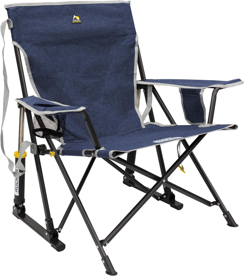 Indigo Blue Kickback Rocker Portable Outdoor Chair with Beverage Holder ...