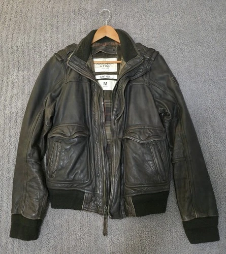 Abercrombie & Fitch Slant Rock Leather Jacket Y2K Biker Bomber Jacket Vintage image 11