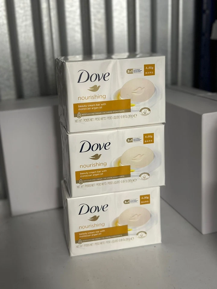 12 x 90g Dove Nourishing Cream Soap Bar Moroccan Argan Oil