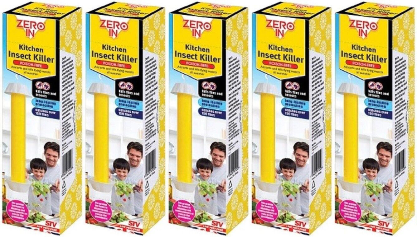 5x Zero In Kitchen Poison-Free Attracts Bug Fly Insect Killer Adhesive Stick