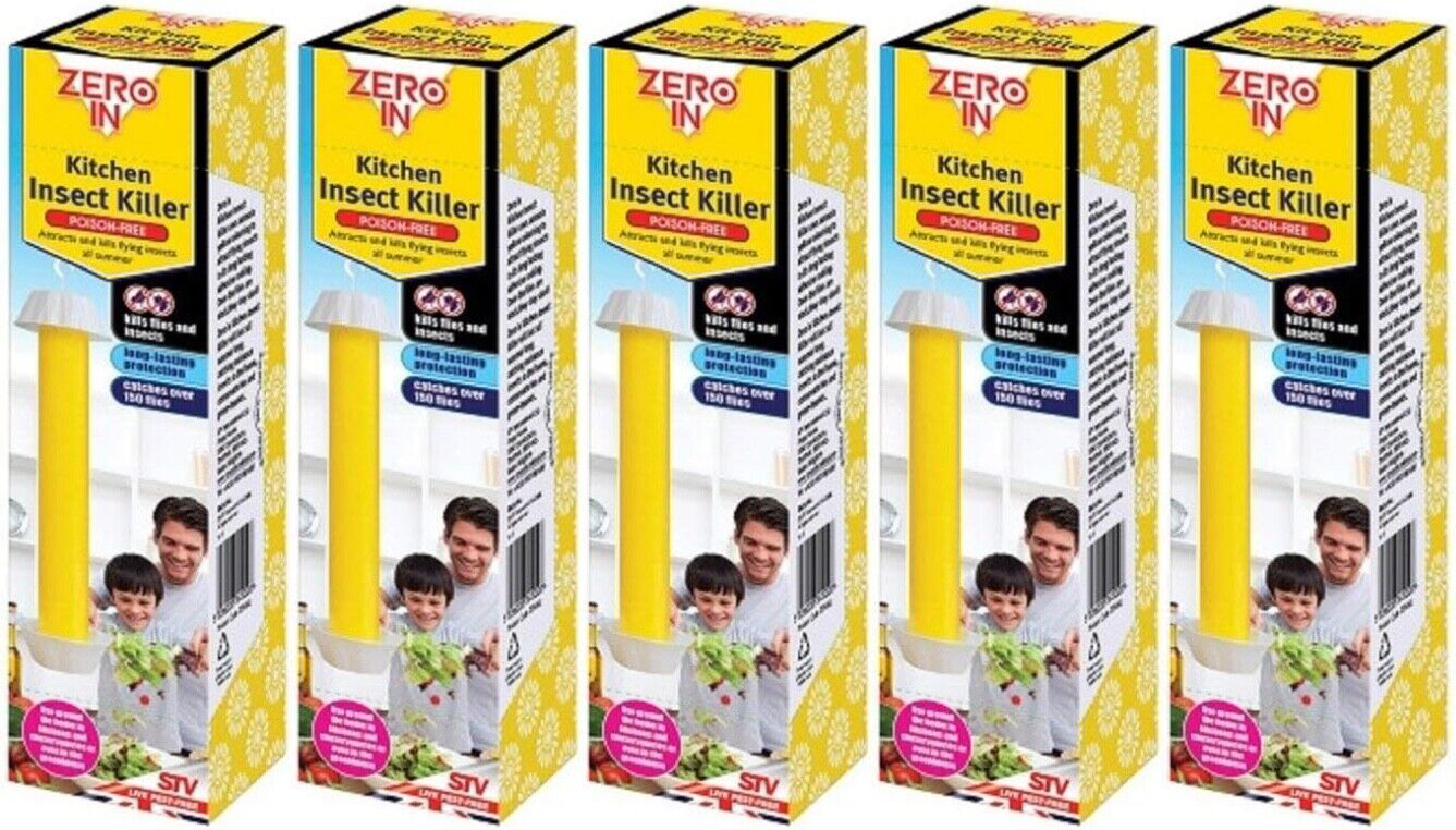 5x Zero In Kitchen Poison-Free Attracts Bug Fly Insect Killer Adhesive Stick