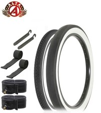 SCHWINN STYLE WHITEWALL BRICK 20X 1.75 S2 & 20X 2.125 S2 WIDE SLICK TIRE 8PC SET
