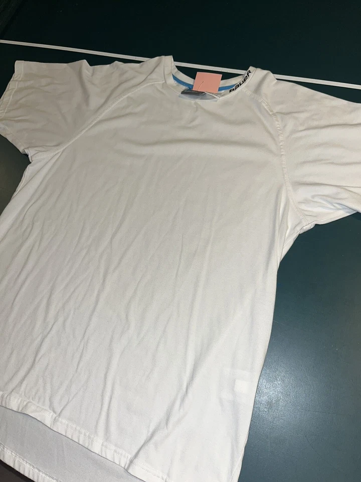 Camisa de hockey sobre hielo Bauer para hombre manga corta capa XL rendimiento blanca negra NHL Foto 2 de 4