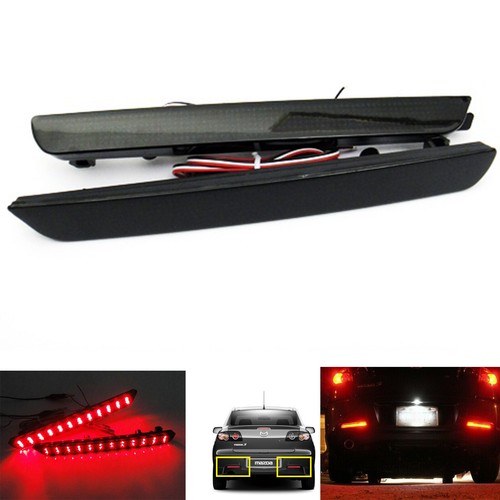 2x SMOKE LENS LED REAR BUMPER REFLECTOR BRAKE LIGHTS FOR MAZDA 3 MAZDASPEED3