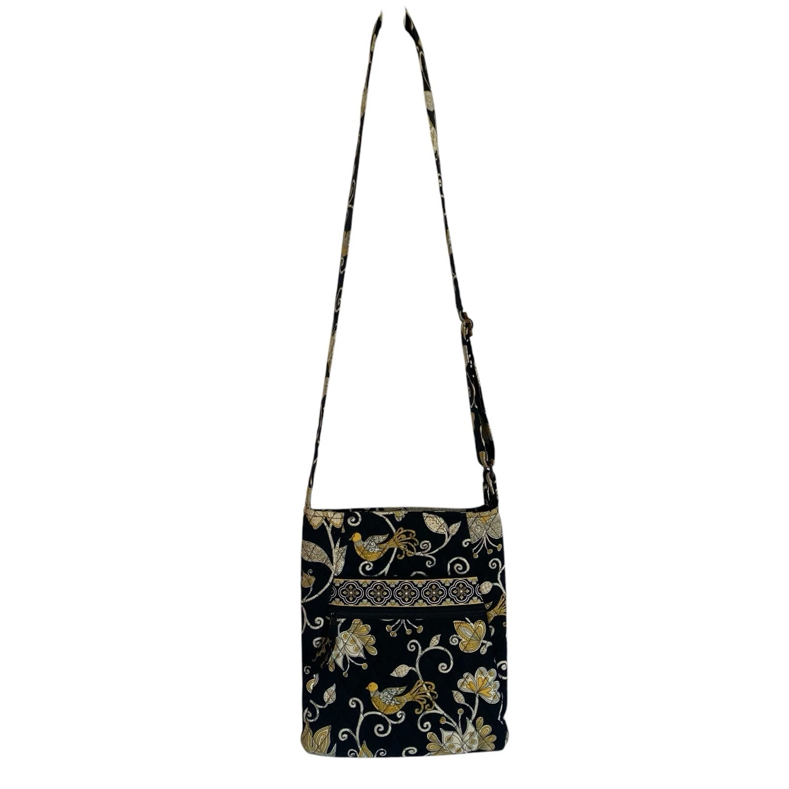 Borsa a tracolla Vera Bradley Hipster nera floreale tracolla regolabile