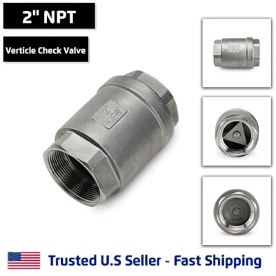 ATLANTIC VALVES 2" Vertical Check Valve, Stainless Steel, NPT Threaded, 1000PSI